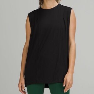 LULULEMON Modal Pleated Shoulder Tank Top Black Sz 8
